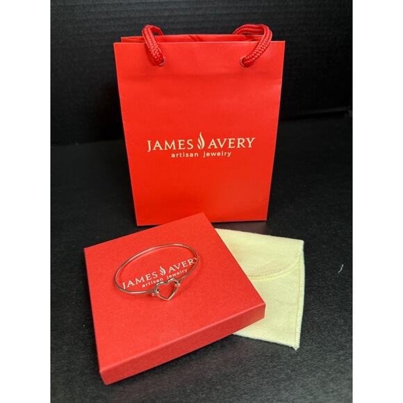 James Avery Heart Hook-On Hammered Wire Bracelet Sterling Silver Retired - Picture 2 of 7